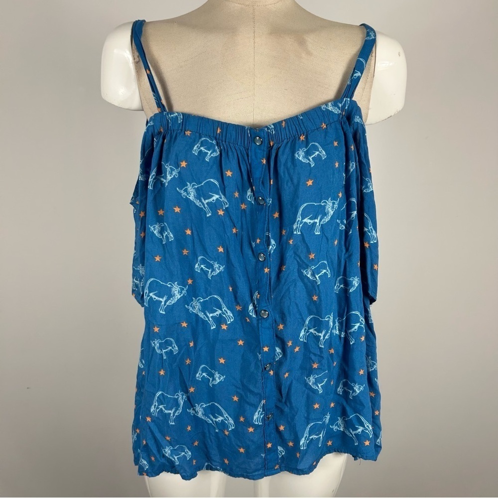 Cruel Blue Print Women's Top L